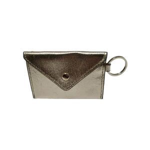 Old Navy Snap Coin Purse Key Ring Gold Metalic Leather Lined